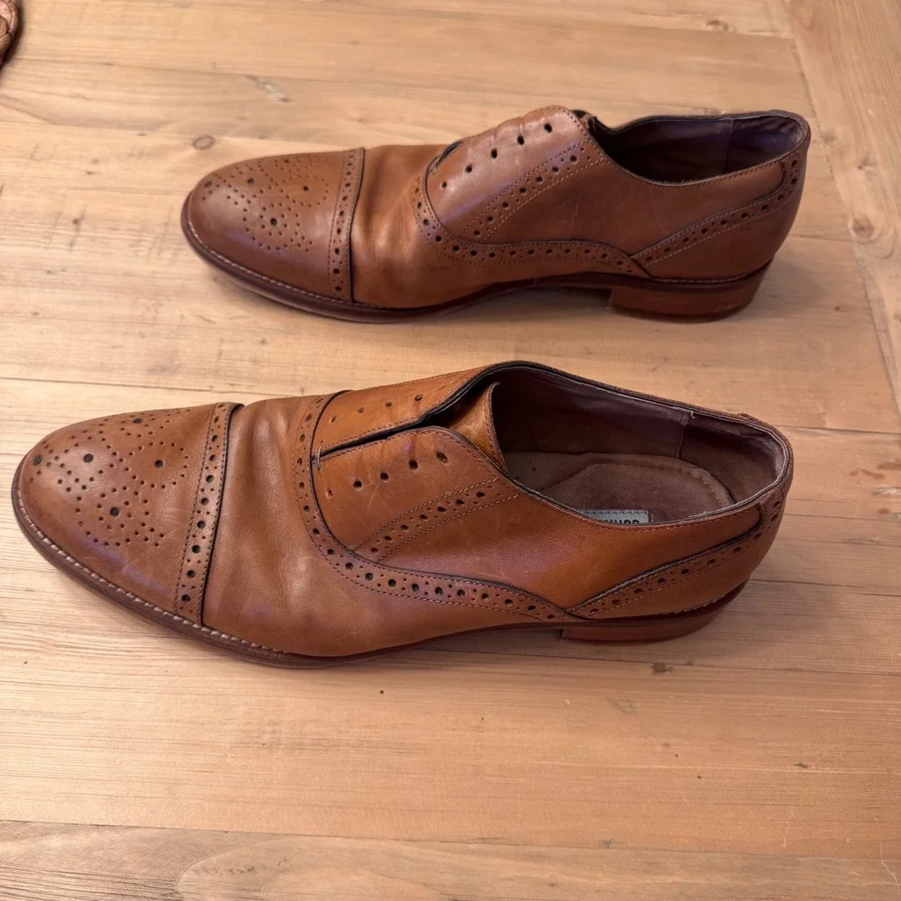 Johnston & Murphy Mens Tan Leather Brogue Cap Toe Oxford Dress Shoes 11M 20-8682
